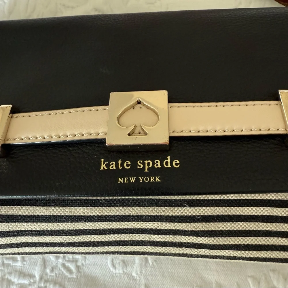 Kate Spade Striped Crossbody Bag Black and Cream